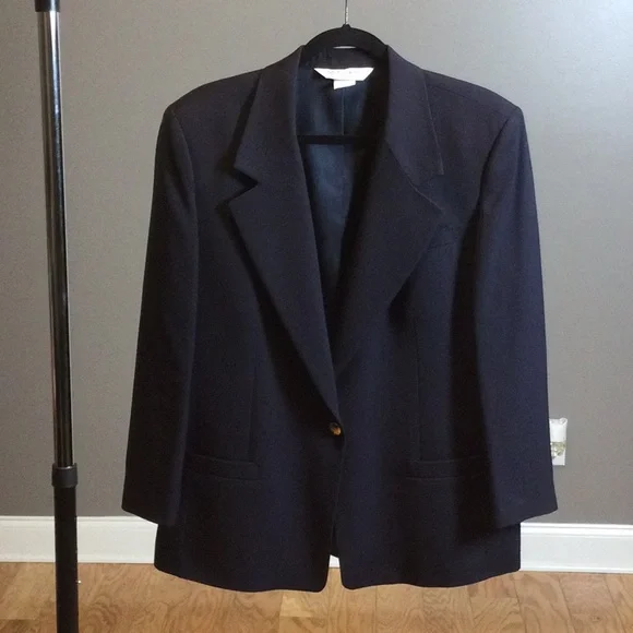 14 Austin Reed navy blue wool one button blazer - Picture 1 of 16